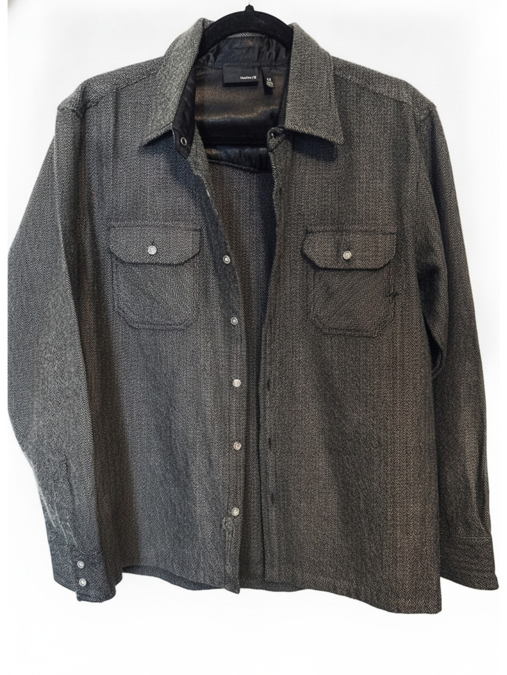Hurley Mens Long Sleeve Shirt Wool Blend Grey Utility Streetwear Workwear Med